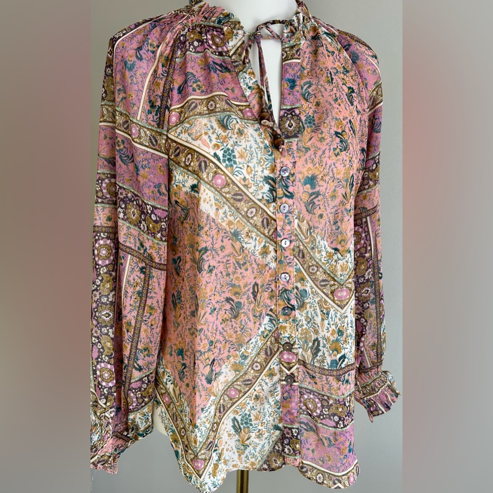 NWT Olivaceous Bohemian Pink Multi-Floral Blouse